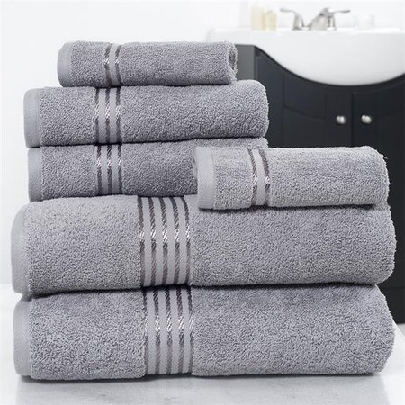 LAVISH HOME Lavish Home 67-0016-S Cotton 100 Percent Hotel Towel Set; Silver - 6 Piece 67-0016-S